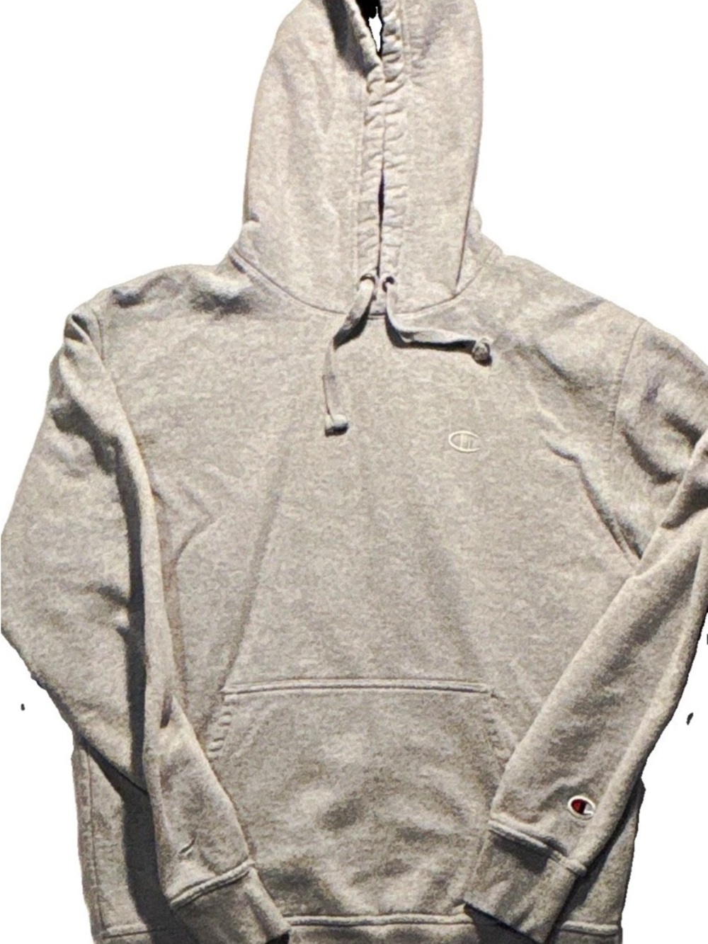 Champion Heather Gray Hooded Pullover with Small Logo (M)